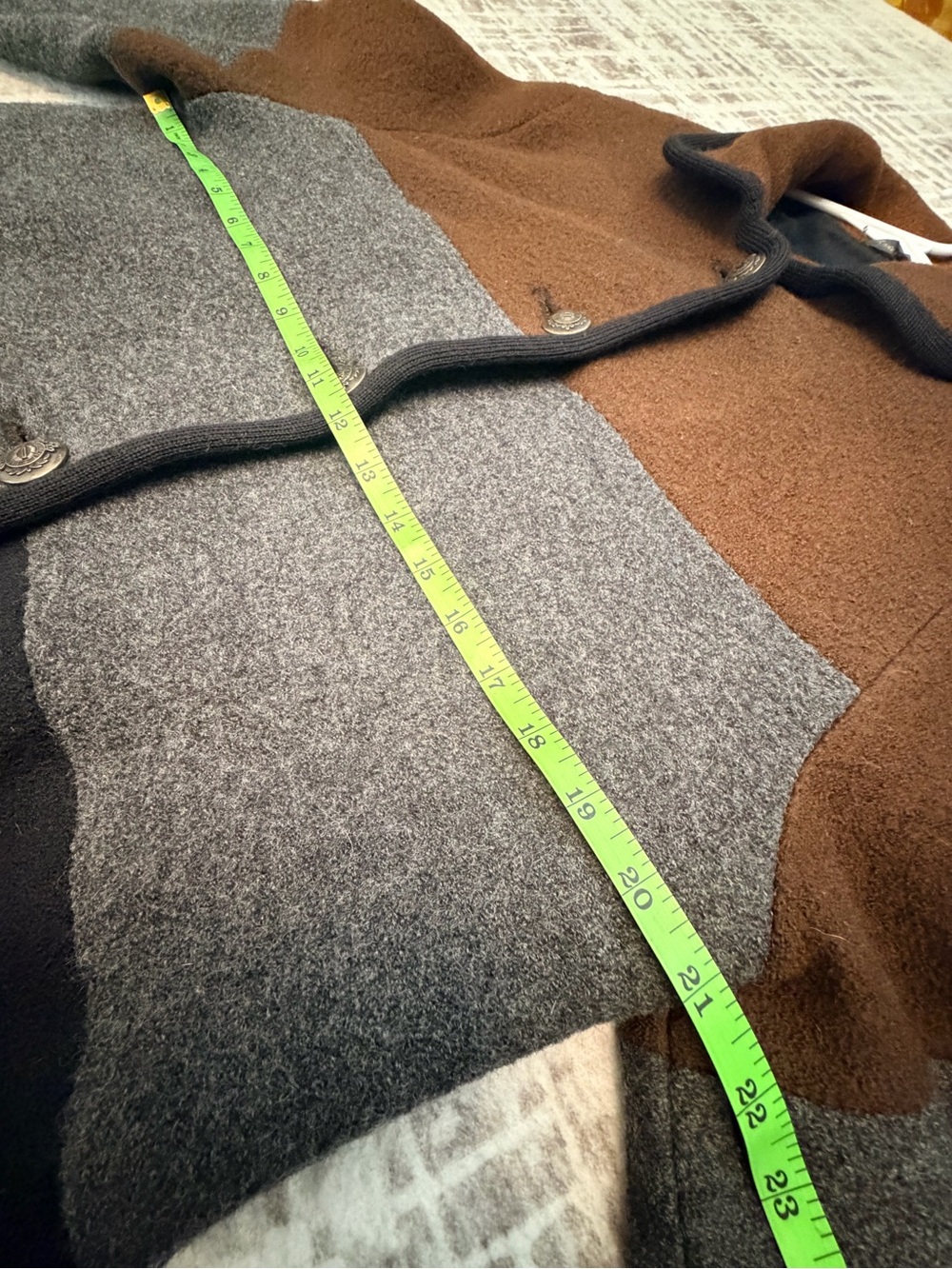 Utex Design 100% Wool Colorblock Jacket L Brown Gray Black Made in Russia - Picture 8 of 9